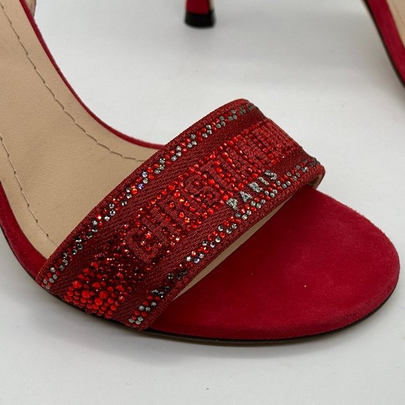 DIOR DWAY D WAY Strass Crystal Embroidered Cotton Sandals Heels Shoes - Picture 12 of 16